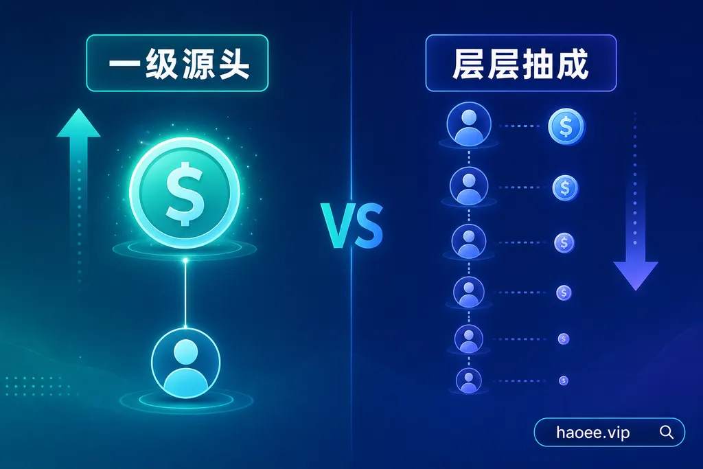 用一级源头码起步佣金更高,被拉到深层会层层抽成 号易一级源头码 vs 被拉深层级:源头码起步佣金更高,深层级被层层抽成 - haoyi.online